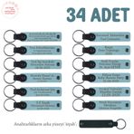 MiaWiki Hoş Geldin Bebek Mesajlı Anahtarlık 34'lü Set, Standart, MH-KAN8517X34, Gök Mavi & Siyah, üniseks-yetişkin