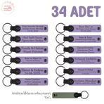 MiaWiki Hoş Geldin Bebek Mesajlı İsimli Anahtarlık 34'lü, Standart, MH-KAN8571X34, Mor Menekşe & Gri, üniseks-yetişkin