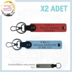 MiaWiki İsim Plaka Kan Grubu Kişiye Özel Anahtarlık Set, Standart, MH-KAN-MT-10941x2, Nar Çiçeği-Gök Mavi-gri, üniseks-yetişkin