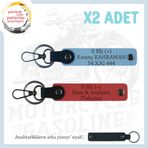 MiaWiki İsim Plaka Kan Grubu Kişiye Özel Anahtarlık Set, Standart, MH-KAN-MT-9943x2, Nar Çiçeği-Gök Mavi-siyah, üniseks-yetişkin