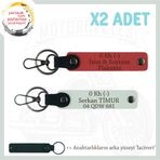 MiaWiki İsim Plaka ve 0 Rh (-) Kan Grubu Anahtarlık Set, Standart, MH-KAN-MT-10926x2, Nar Çiçeği-Beyaz-lacivert, üniseks-yetişkin