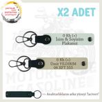 MiaWiki İsim Plaka ve 0 Rh (+) Kan Grubu Anahtarlık, Standart, MH-KAN-MT-9514x2, Beyaz-Sütlü Kahve-lacivert, erkek