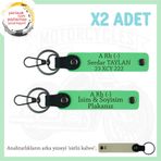 MiaWiki İsim Plaka ve A (-) Kan Grubu Anahtarlık, Standart, MH-KAN-MT-6538x2, Fıstık Yeşil-sütlü kahve, üniseks-yetişkin