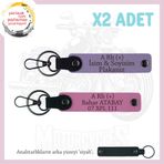 MiaWiki İsim Plaka ve Kan Grubu Özel Tasarım Anahtarlık, Standart, MH-KAN-MT-5879x2, Mor Menekşe-Pembe-siyah, üniseks-yetişkin