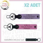 MiaWiki İsim Plaka ve Kan Grubu Özel Tasarım Anahtarlık, Standart, MH-KAN-MT-6879x2, Mor Menekşe-Pembe-siyah, üniseks-yetişkin