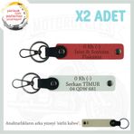 MiaWiki İsim Plaka ve Kan Grubu Yazılı Anahtarlık Set, Standart, MH-KAN-MT-10928x2, Nar Çiçeği-Beyaz-sütlü kahve, üniseks-yetişkin