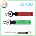 MiaWiki İsim Plaka ve Kan Grubu Yazılı Anahtarlık, Standart, MH-KAN-MT-10935x2, Nar Çiçeği-Fıstık Yeşil-gri, üniseks-yetişkin