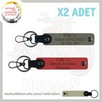 MiaWiki İsim Plaka ve Kan Grubu Yazılı Anahtarlık, Standart, MH-KAN-MT-10959x2, Nar Çiçeği-Kül Gri-sütlü kahve, üniseks-yetişkin