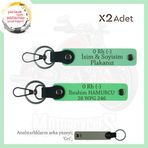 MiaWiki İsim Plaka ve Kan Grubu Yazılı Anahtarlık, Standart, MH-KAN-MT-11295x2, Yeşil-Fıstık Yeşil-gri, üniseks-yetişkin