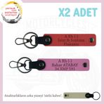 MiaWiki İsim Plaka ve Kan Grubu Yazılı Anahtarlık, Standart, MH-KAN-MT-6975x2, Nar Çiçeği-Pembe-sütlü kahve, kadın