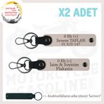 MiaWiki İsim Plaka ve Kan Grubu Yazılı Deri Anahtarlık, Standart, MH-KAN-MT-10076x2, Pudra-lacivert, üniseks-yetişkin