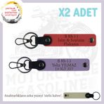 MiaWiki İsim Plaka ve Kan Grubu Yazılı Deri Anahtarlık, Standart, MH-KAN-MT-8970x2, Nar Çiçeği-Mor Menekşe-sütlü kahve, üniseks-yetişkin