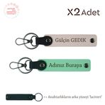 MiaWiki İsim & Soyisim Kişiselleştirilmiş 2'li Anahtarlık, 11.5 cm x 2.3 cm, MH-KAN-2133x2, Yeşil-Pudra-Lacivert, üniseks-yetişkin