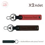 MiaWiki İsim & Soyisimli 2'li Anahtarlık Seti, Standart, MH-KAN-1747x2, Nar Çiçeği-Koyu Kahve-Lacivert, üniseks-yetişkin