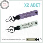 MiaWiki İsim Ve Plaka Yazılı Hediye Anahtarlık Set, Standart, MH-KAN-MT-11843x2, Mor Menekşe-Beyaz-sütlü kahve, üniseks-yetişkin