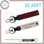 MiaWiki İsim ve Plaka Yazılı Kişiye Özel 2'li Anahtarlık, Standart, MH-KAN-MT-12050x2, Pudra-Bordo-gri, üniseks-yetişkin