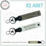 MiaWiki İsim Ve Plaka Yazılı Özel Anahtarlık Takımı, Standart, MH-KAN-MT-11648x2, Kül Gri-Beyaz-sütlü kahve, üniseks-yetişkin