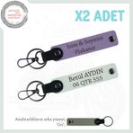 MiaWiki İsim Ve Plaka Yazılı Özel Anahtarlık Takımı, Standart, MH-KAN-MT-11840x2, Mor Menekşe-Beyaz-gri, üniseks-yetişkin