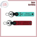 MiaWiki İsim Yazılabilen Deri Anahtarlık x2 Turkuaz-Kırmızı, Standart, MH-KAN-34220x2, turkuaz-kırmızı, üniseks-yetişkin