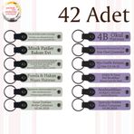 MiaWiki İsim Yazılabilir Deri Anahtarlık 42'li Set, Standart, MH-KAN9044X42, Beyaz & Mor Menekşe, üniseks-yetişkin