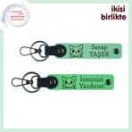 MiaWiki İsim Yazılabilir Deri Anahtarlık Takımı Pati İzi, Standart, MH-KAN-35342x2, açık yeşil-fıstık yeşil, üniseks-yetişkin