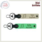 MiaWiki İsim Yazılabilir Deri Anahtarlık Takımı, Tek Ebat, MH-KAN-35918x2, sütlü kahve-fıstık yeşil, üniseks-yetişkin
