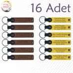 MiaWiki İsim Yazılabilir Deri Hatıra Anahtarlık 16'lı Set, Standart, MH-KAN9021X16, Açık Kahve & Sarı, üniseks-yetişkin