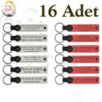 MiaWiki İsim Yazılabilir Deri Hatıra Anahtarlık 16'lı Set, Standart, MH-KAN9045X16, Beyaz & Nar Çiçeği, üniseks-yetişkin