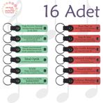 MiaWiki İsim Yazılabilir Deri Hatıra Anahtarlık 16'lı Set, Tek Ebat, MH-KAN9032X16, Açık Yeşil & Nar Çiçeği, üniseks-yetişkin