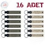 MiaWiki İsim Yazılabilir Deri Hatıra Anahtarlık 16'lı Set, Tek Ebat, MH-KAN9091X16, Kül Gri & Sütlü Kahve, üniseks-yetişkin