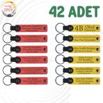 MiaWiki İsim Yazılabilir Deri Hediyelik Anahtarlık, 42'li Set, MH-KAN9121X42, Nar Çiçeği & Sarı, üniseks-yetişkin