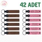 MiaWiki İsim Yazılabilir Deri Hediyelik Anahtarlık, Standart, MH-KAN9019X42, Açık Kahve & Pembe, üniseks-yetişkin