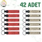 MiaWiki İsim Yazılabilir Deri Hediyelik Anahtarlık, Standart, MH-KAN9122X42, Nar Çiçeği & Sütlü Kahve, üniseks-yetişkin