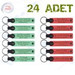 MiaWiki İsim Yazılan Deri Anahtarlık 24'lü Set, Standart, MH-KAN9032X24, Açık Yeşil & Nar Çiçeği, üniseks-yetişkin