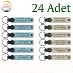 MiaWiki İsim Yazılan Deri Anahtarlık 24'lü Set, Standart, MH-KAN9072X24, Gök Mavi & Sütlü Kahve, üniseks-yetişkin