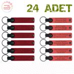 MiaWiki İsim Yazılan Deri Anahtarlık 24'lü Set, Tek Ebat, MH-KAN9095X24, Kırmızı & Nar Çiçeği, üniseks-yetişkin