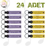 MiaWiki İsim Yazılan Deri Anahtarlık 24'lü Set, Tek Ebat, MH-KAN9115X24, Mor Menekşe & Sarı, üniseks-yetişkin