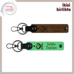 MiaWiki İsim Yazılı 2'li Anahtarlık Hediye Set, 11.5 cm x 2.3 cm, MH-KAN-33178x2, açık kahve-fıstık yeşil, üniseks-yetişkin