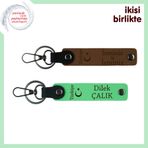 MiaWiki İsim Yazılı 2'li Anahtarlık Hediye Set, 11.5 cm x 2.3 cm, MH-KAN-33502x2, açık kahve-fıstık yeşil, üniseks-yetişkin