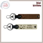 MiaWiki İsim Yazılı 2'li Anahtarlık Hediye Seti, Standart, MH-KAN-32764x2, açık kahve-sütlü kahve, üniseks-yetişkin