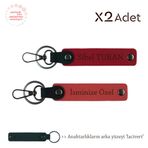 MiaWiki İsim Yazılı 2'li Anahtarlık Hediye Takımı, Standart, MH-KAN-1762x2, Nar Çiçeği-Kırmızı-Lacivert, üniseks-yetişkin