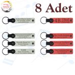 MiaWiki İsim Yazılı Deri Anahtarlık 8'li Set, Standart, MH-KAN9045X8, Beyaz & Nar Çiçeği, üniseks-yetişkin