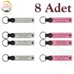 MiaWiki İsim Yazılı Deri Anahtarlık 8'li Set, Standart, MH-KAN9046X8, Beyaz & Pembe, üniseks-yetişkin