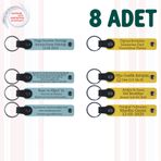 MiaWiki İsim Yazılı Deri Anahtarlık 8'li Set, Standart, MH-KAN9071X8, Gök Mavi & Sarı, üniseks-yetişkin