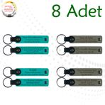MiaWiki İsim Yazılı Deri Anahtarlık 8'li Set, Standart, MH-KAN9075X8, Koyu Turkuaz & Kül Gri, üniseks-yetişkin
