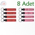 MiaWiki İsim Yazılı Deri Anahtarlık 8'li Set, Standart, MH-KAN9119X8, Nar Çiçeği & Pembe, üniseks-yetişkin