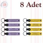 MiaWiki İsim Yazılı Deri Anahtarlık 8'li Set, Tek Ebat, MH-KAN9115X8, Mor Menekşe & Sarı, üniseks-yetişkin
