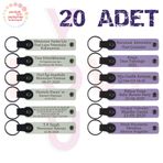 MiaWiki İsimler Yazılabilen Anahtarlık 20'li Set, Standart, MH-KAN9044X20, Beyaz & Mor Menekşe, üniseks-yetişkin