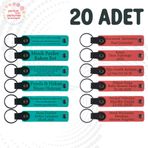 MiaWiki İsimler Yazılabilen Anahtarlık 20'li Set, Standart, MH-KAN9078X20, Koyu Turkuaz & Nar Çiçeği, üniseks-yetişkin