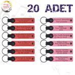 MiaWiki İsimler Yazılabilen Anahtarlık 20'li Set, Standart, MH-KAN9119X20, Nar Çiçeği & Pembe, üniseks-yetişkin